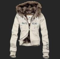 dames abercrombie fitch fur hooded outwear zip phys educ 1892 wit Verkoop Wonderful jr0oj850